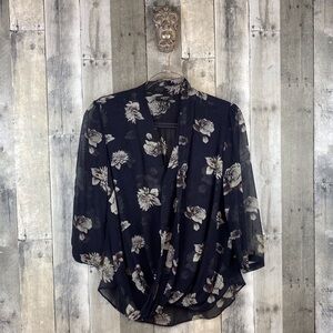 Aritzia Babaton Silk Draped Front Blouse in Navy Size Small.